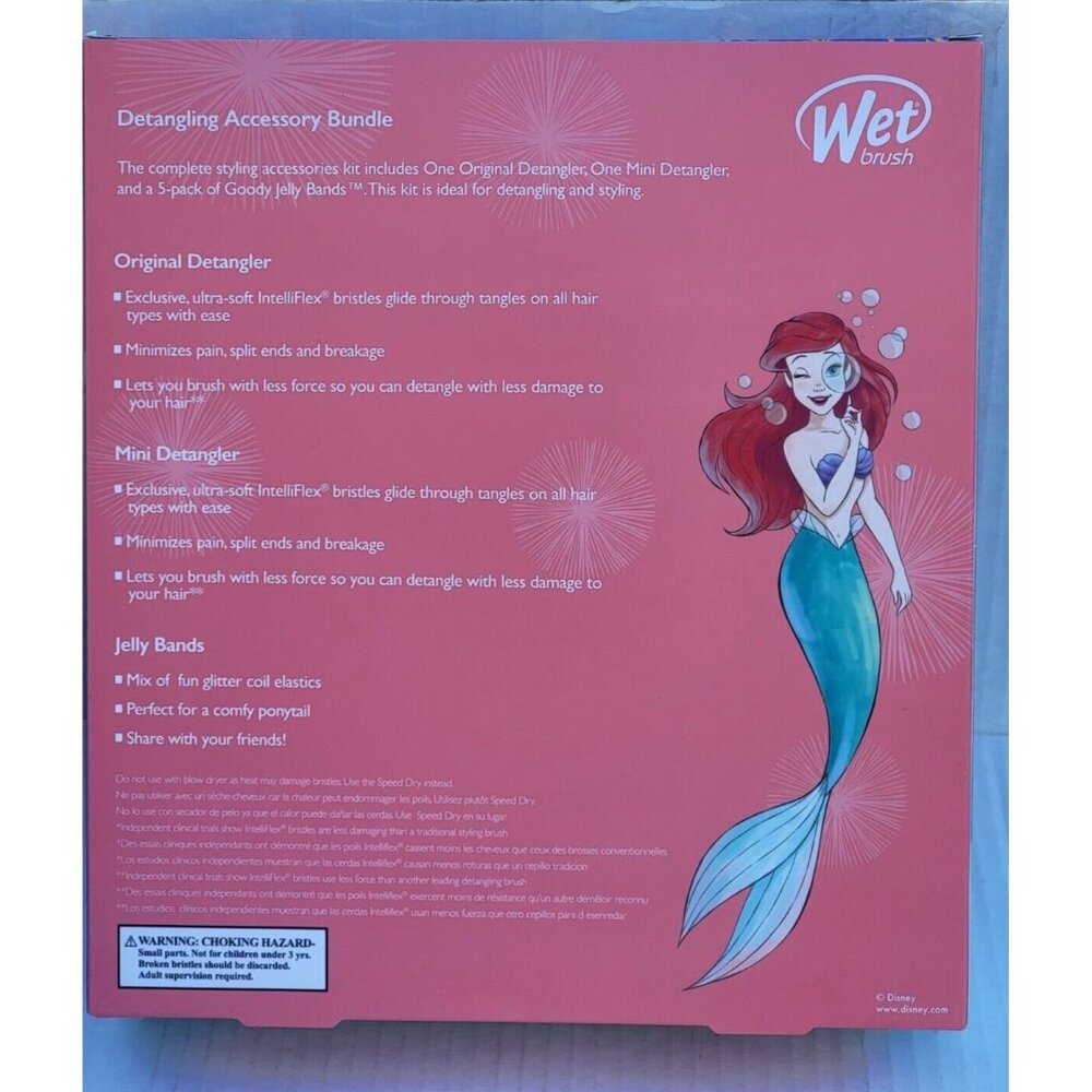 Wet Brush Disney Princess Ariel Original & Mini Detangler Accessory Set NEW - Picture 4 of 5